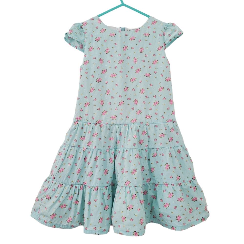 Laura Ashley Vintage Blue Floral Tiered Formal Dress (4)